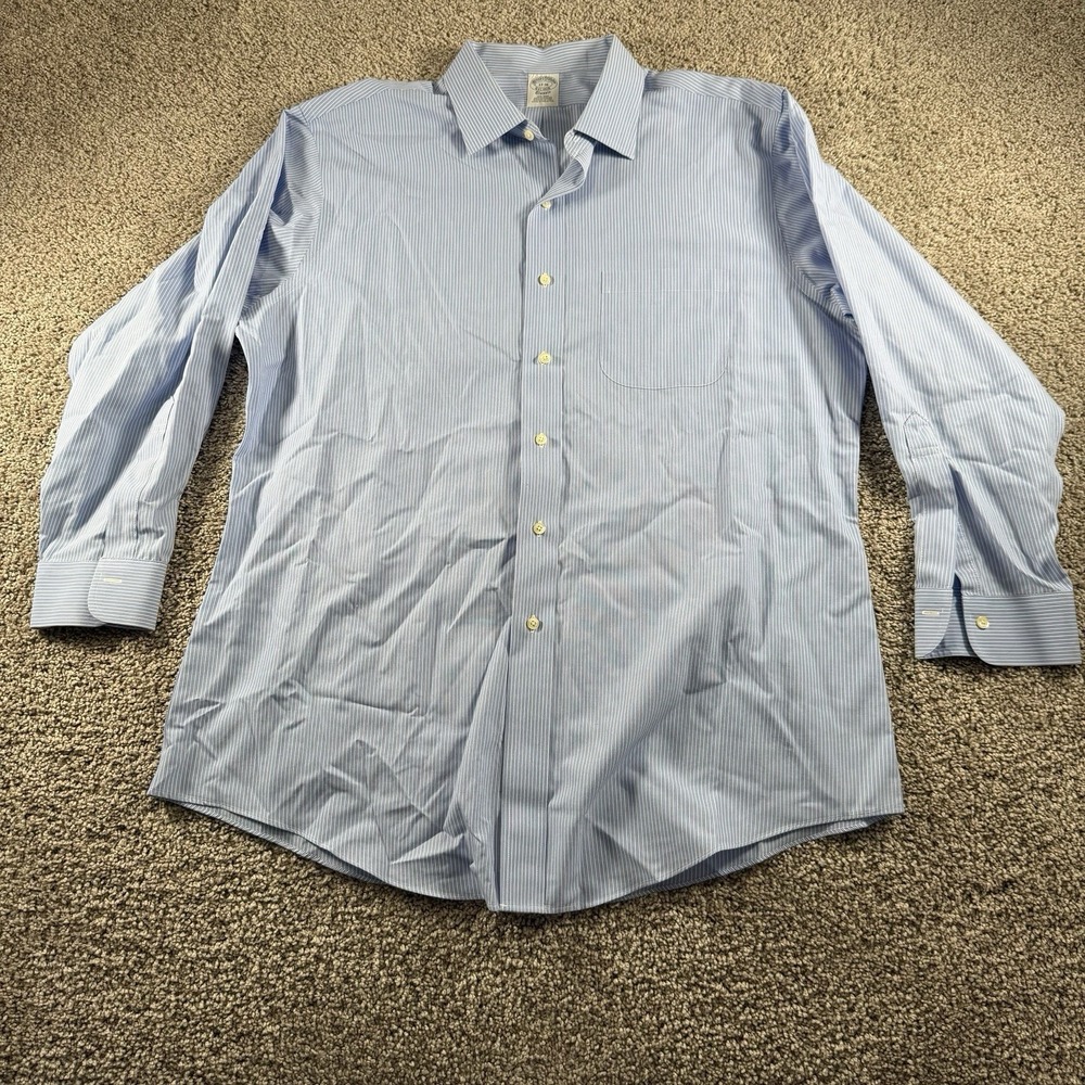 Vintage Brooks Brothers Shirt Mens 17-36 Blue Plaid Button Up Preppy Classiccore